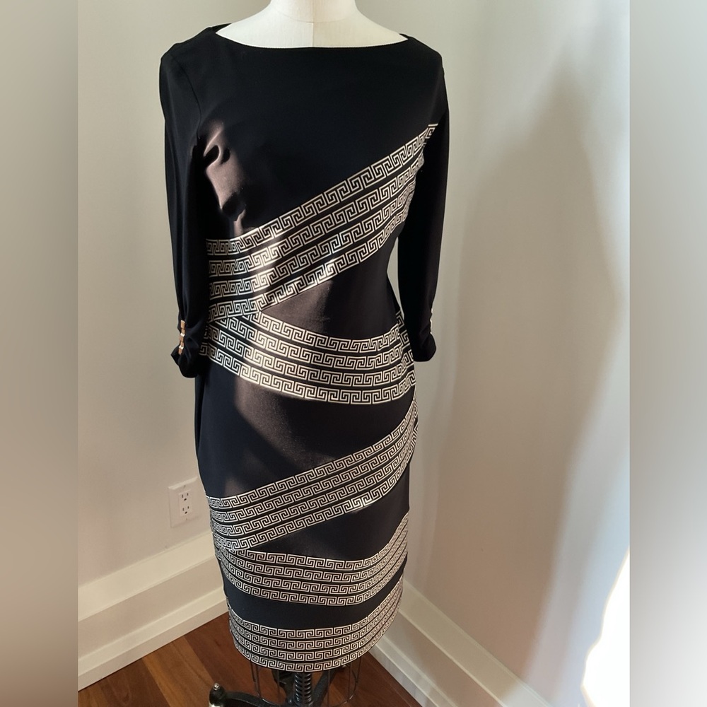 Joseph Ribkoff dress Elegant Black and White Patterned Dress